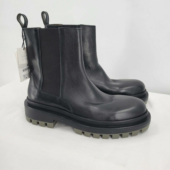 flat leather boots with track soles